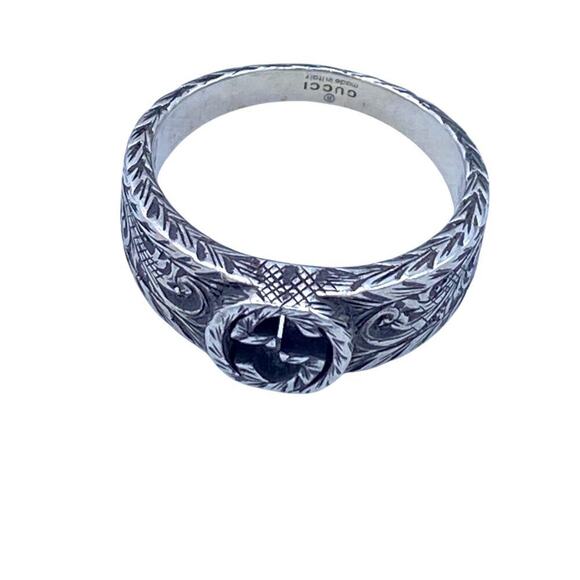 Authentic Gucci Sterling Silver GG Open Ring - Size 9.5 - Picture 5 of 8